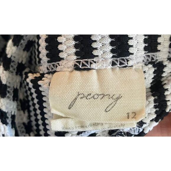 Peony Swim Australia Bikini Top Size 12 Striped Tie Front Black White Resort - Picture 5 of 7